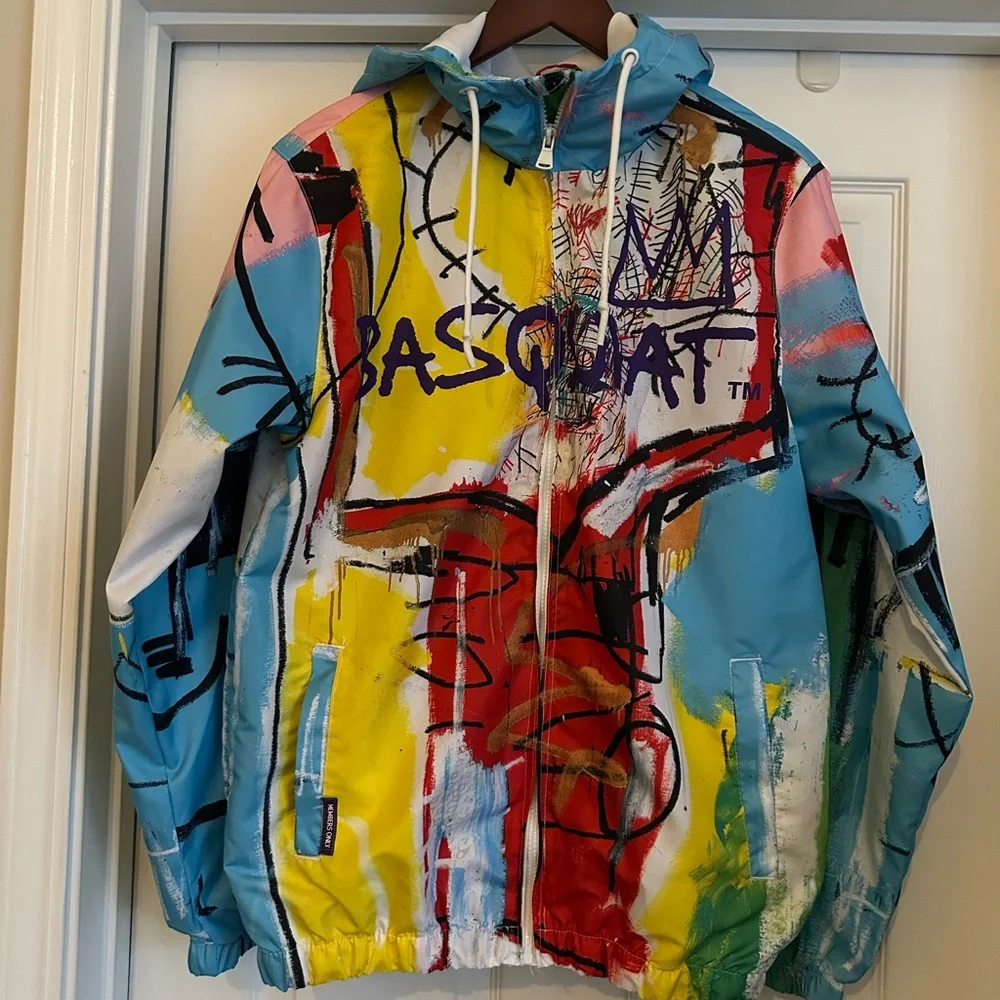Jean Michel Basquiat X Members Only Jacket Mens Small Windbreaker Streetwear‎